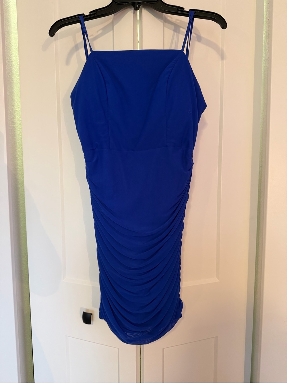 Crystal Doll Royal Blue Ruched Bodycon Mini Dress Juniors Size 9